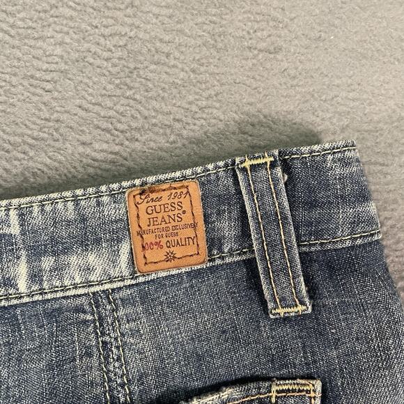 Guess Jeans Skirt Blue Women’s 28 Pleated Mini Y2K Distressed Denim - Picture 7 of 7